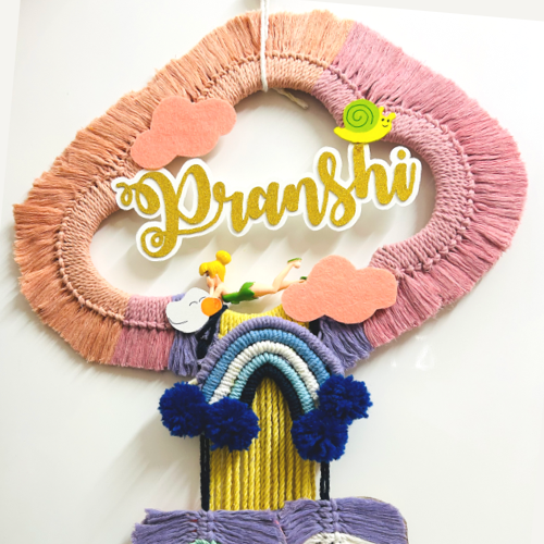Macrame Cloud / Nameplate - Pink