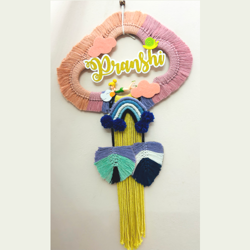 Macrame Cloud / Nameplate - Pink