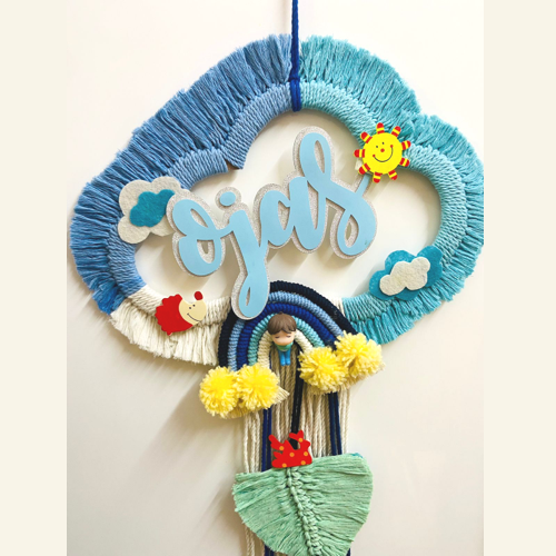 Macrame Cloud / Nameplate - Blue