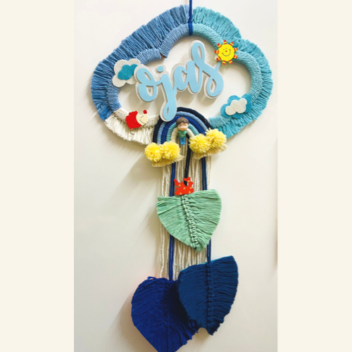 Macrame Cloud / Nameplate - Blue